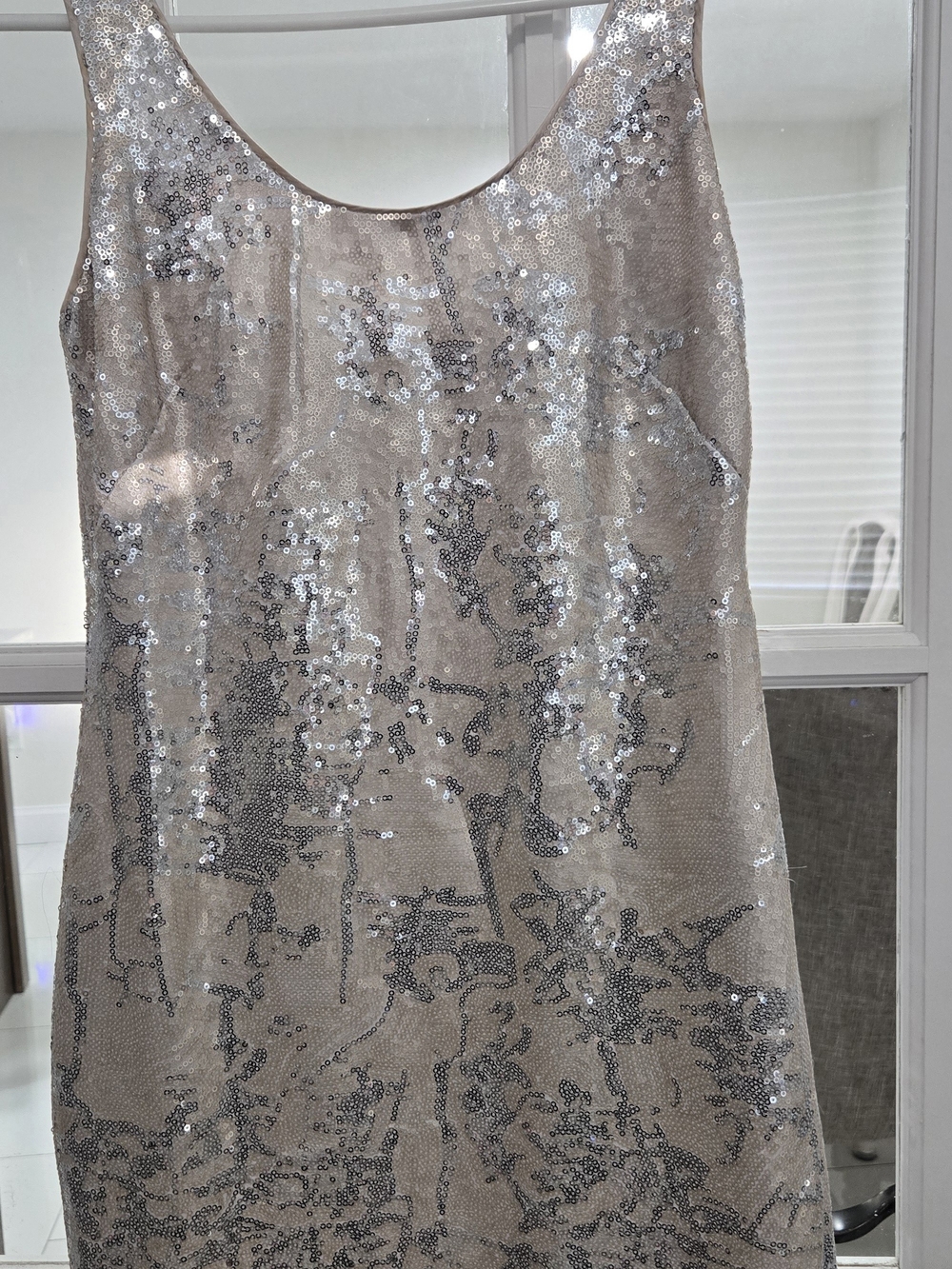 Aiden Silver Sequin Scoop Neck Mini Dress
